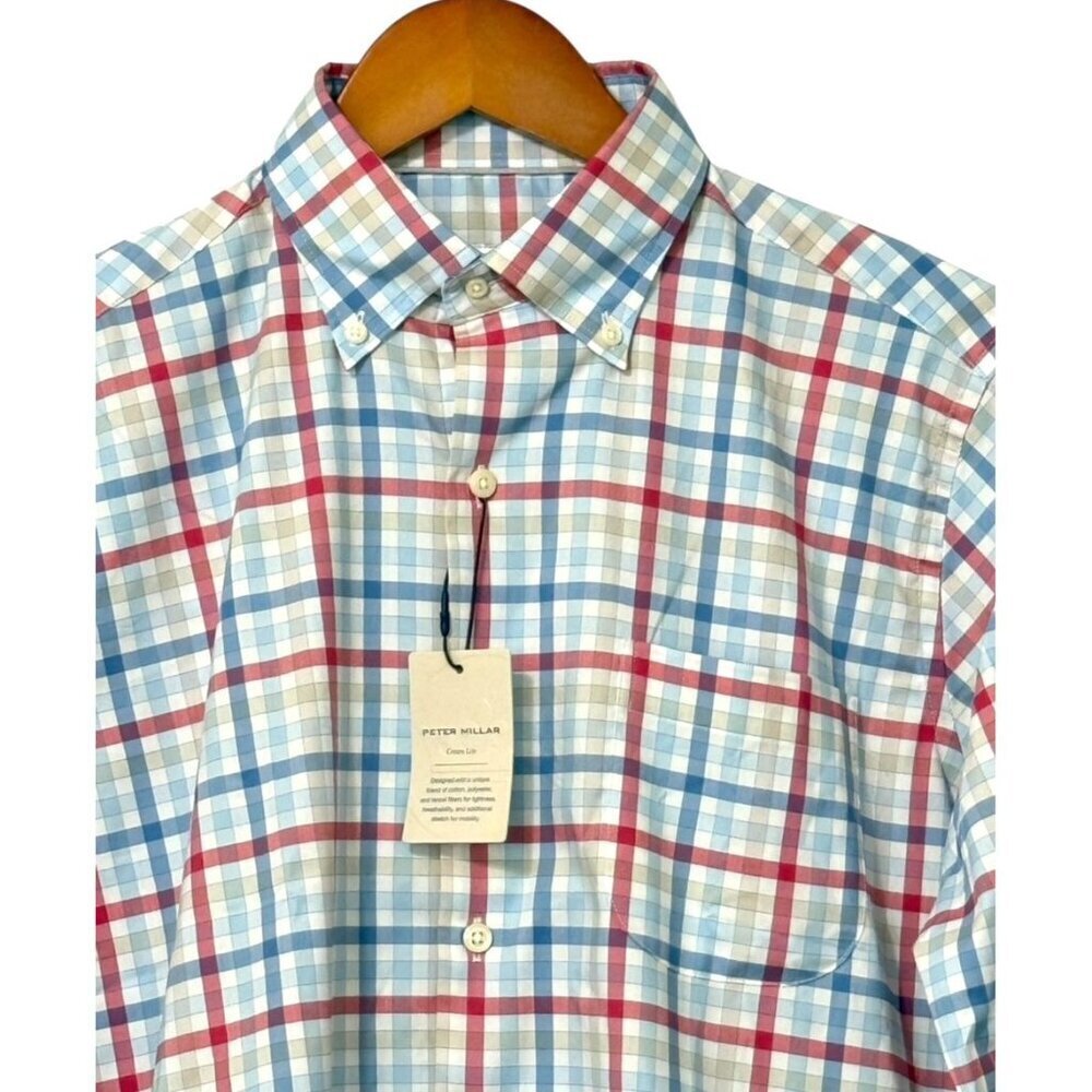 Peter Millar NWT Crown Lite Walker Sport Shirt Cotton Stretch Plaid Check Size S - Picture 2 of 9